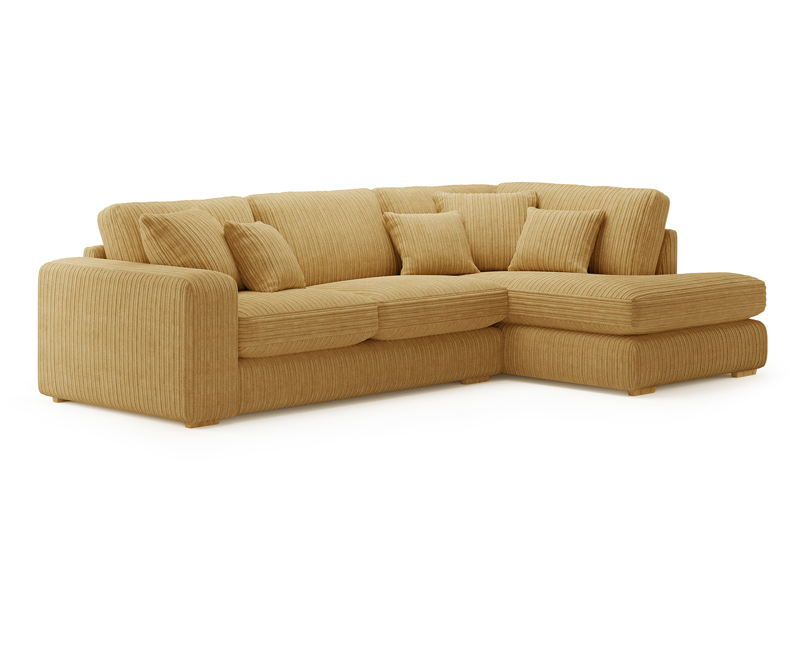 Milan Mustard Fabric Right Hand Facing Chaise Sofa