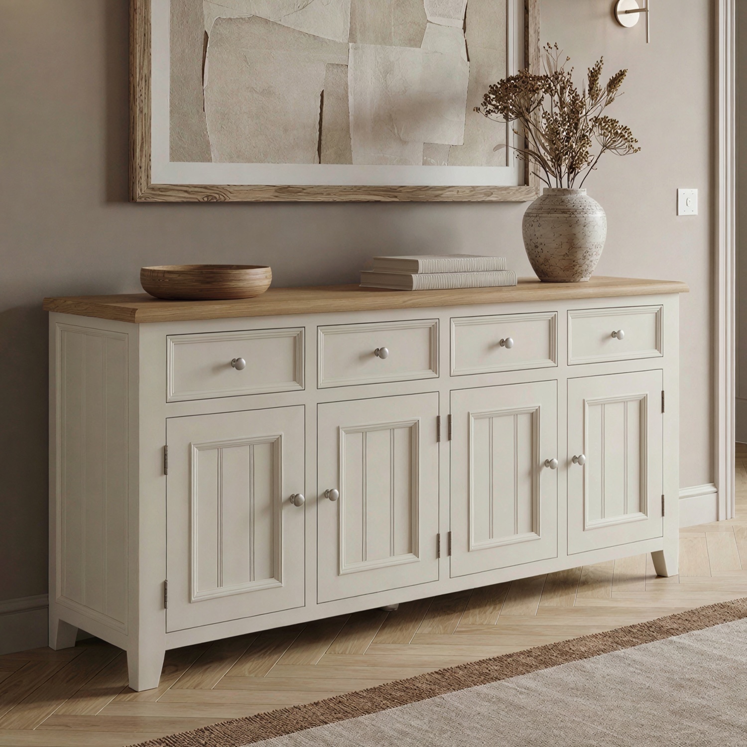 Weymouth Oak and Soft White Painted Extra Large Sideboard