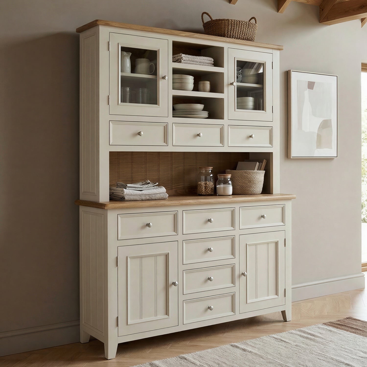Weymouth Oak and Soft White Painted Large Dresser