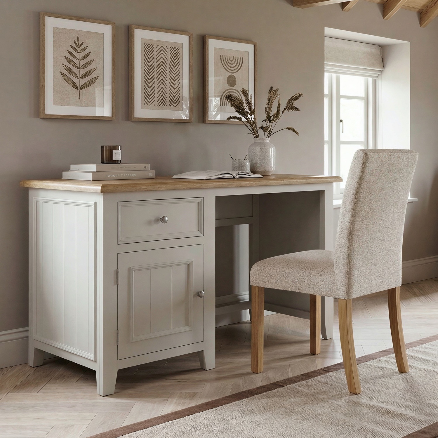 Weymouth Oak and Soft White Painted Computer Desk