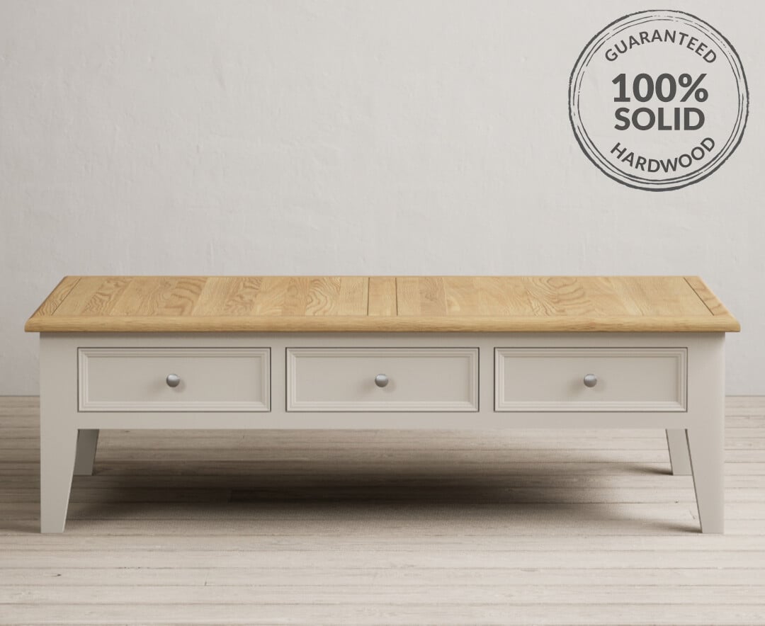 Weymouth Oak and Soft White Painted Extra Large 6 Drawer Coffee Table