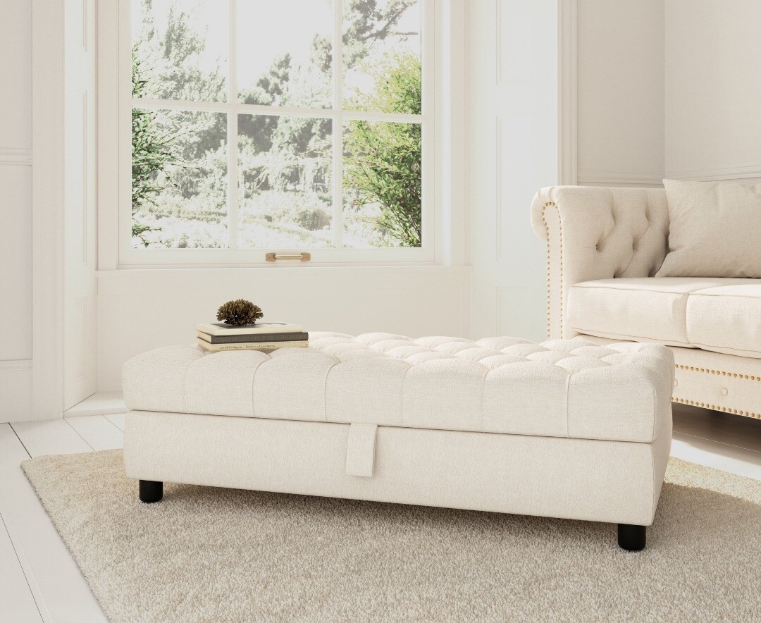 Mayfair Ivory Fabric Storage Footstool
