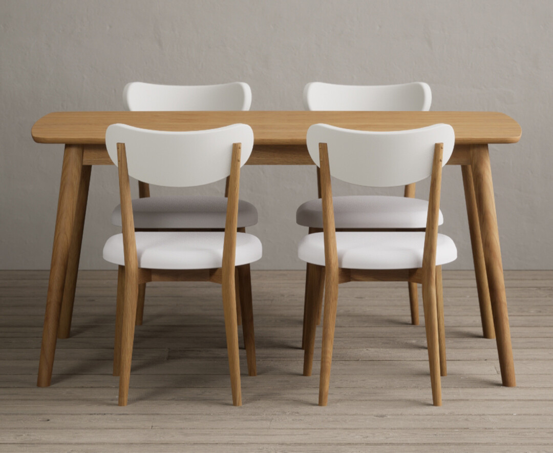 Nordic 150cm Solid Oak Dining Table with 6 Grey Nordic Chairs