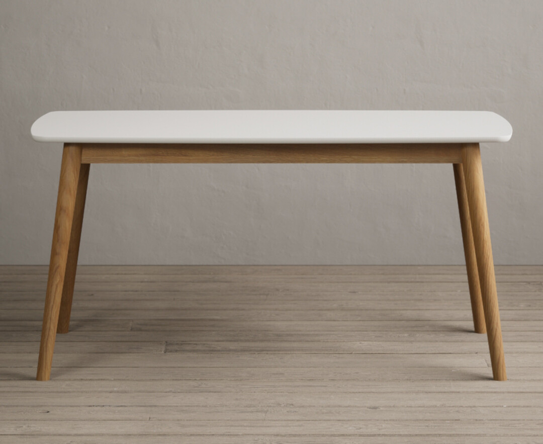 Nordic 150cm Solid Oak And Signal White Painted Dining Table