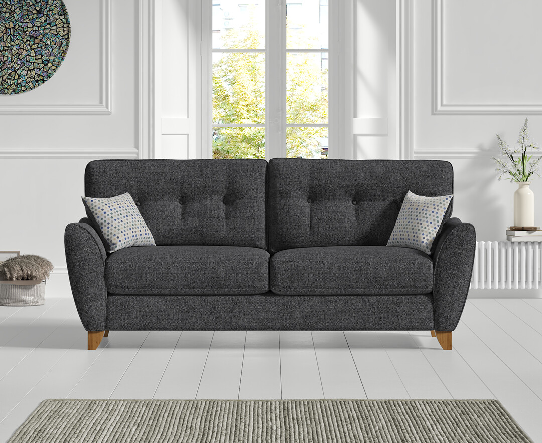 Florin Charcoal Grey Fabric Three Seater Sofa