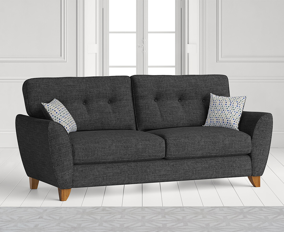Florin Charcoal Grey Fabric Three Seater Sofa