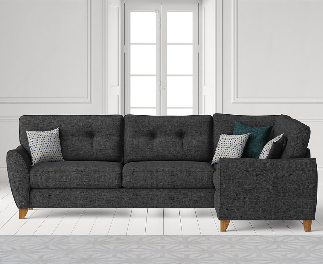 Florin Charcoal Grey Fabric Right Hand Facing Corner Sofa