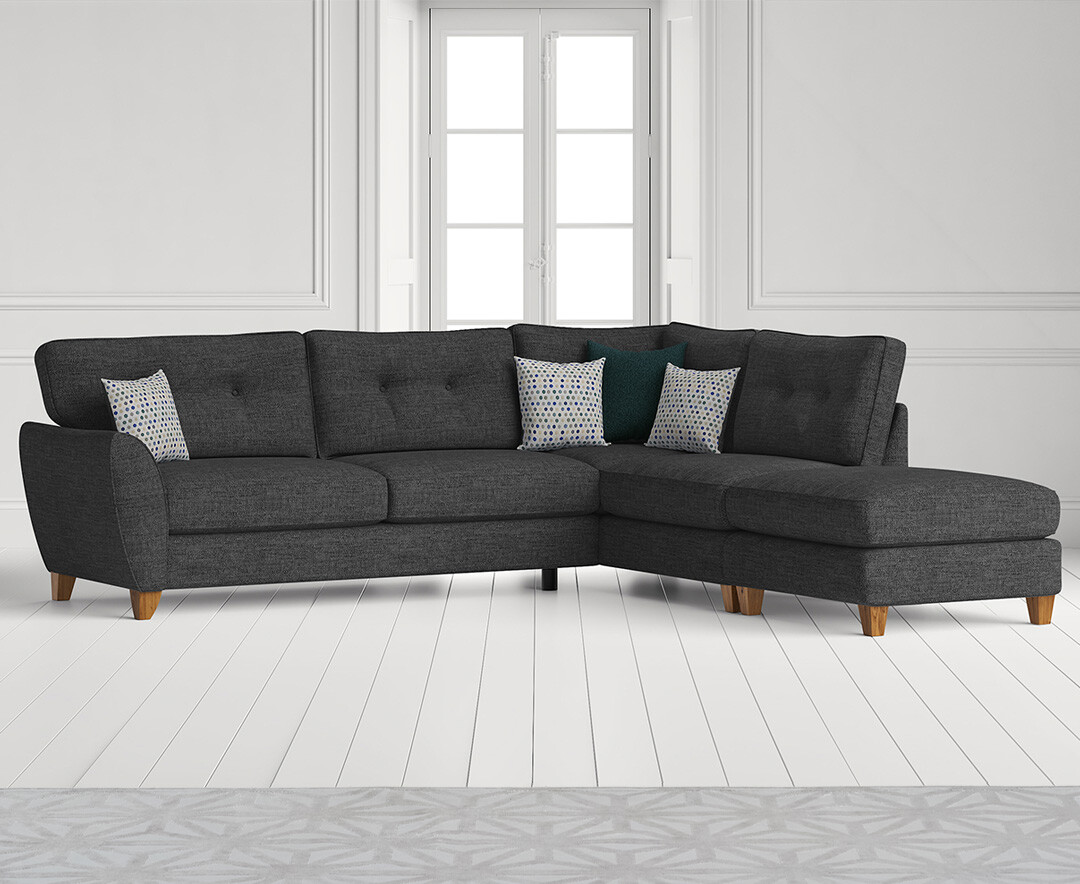 Florin Charcoal Grey Fabric Right Hand Facing Corner Chaise Sofa