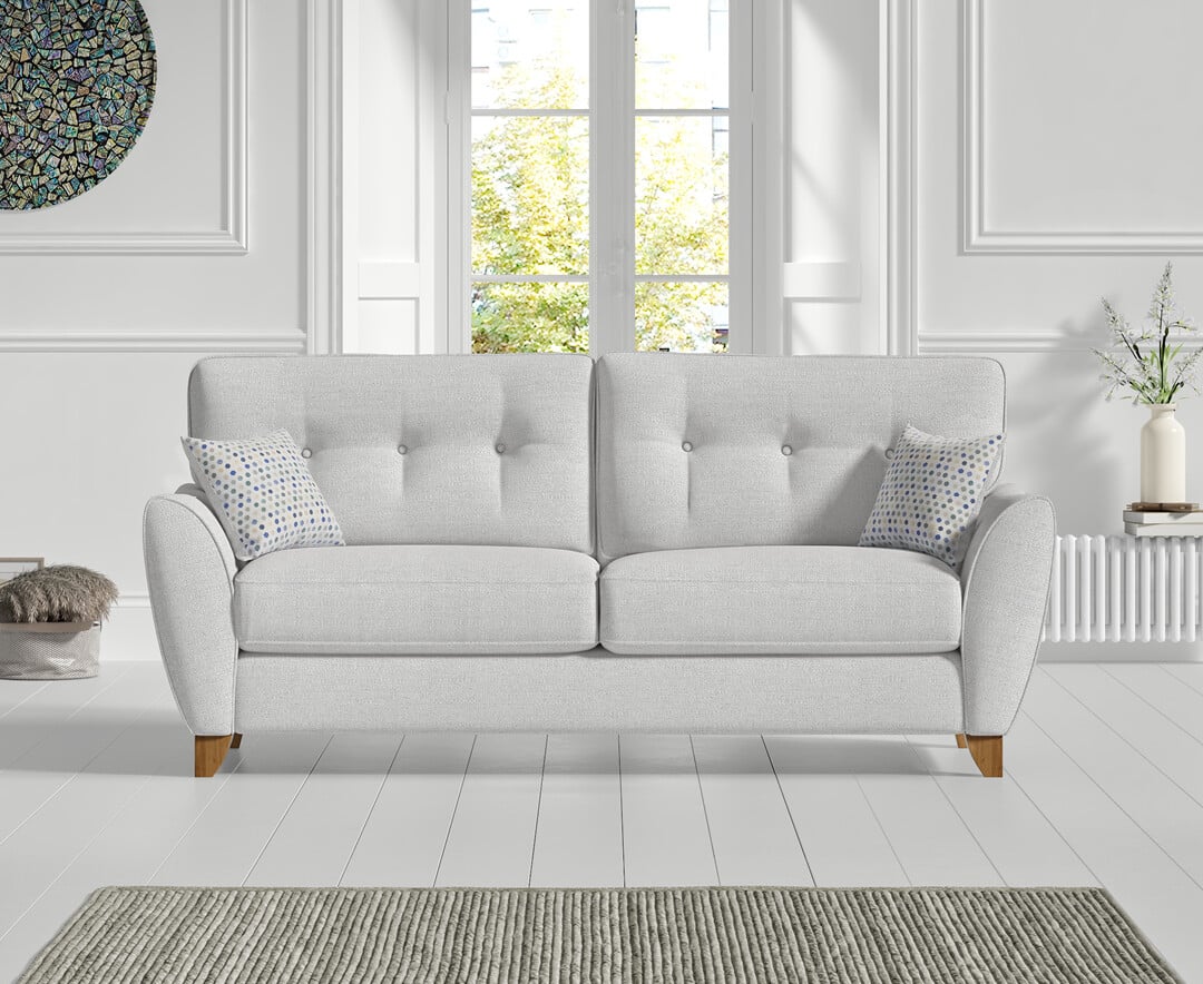 Florin Light Grey Fabric Three Seater Sofa