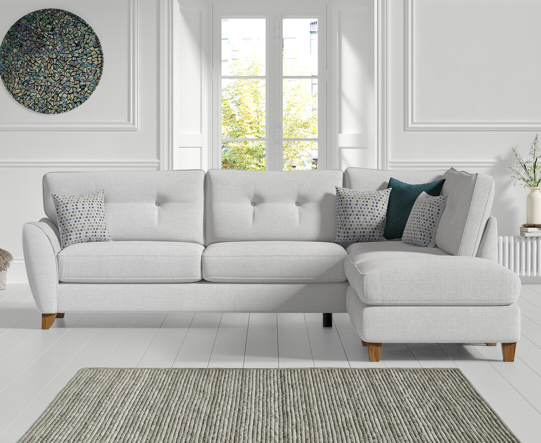 Florin Light Grey Fabric Right Hand Facing Corner Chaise Sofa