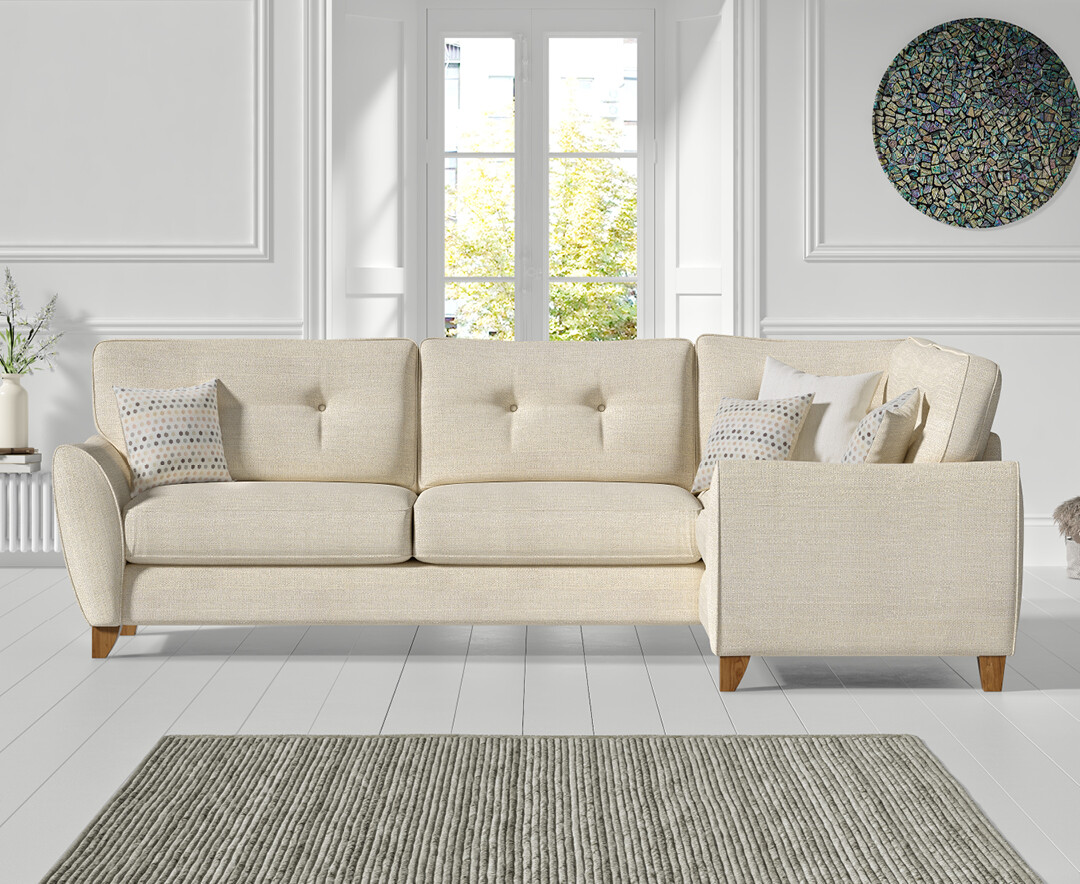 Florin Cream Fabric Right Hand Facing Corner Sofa