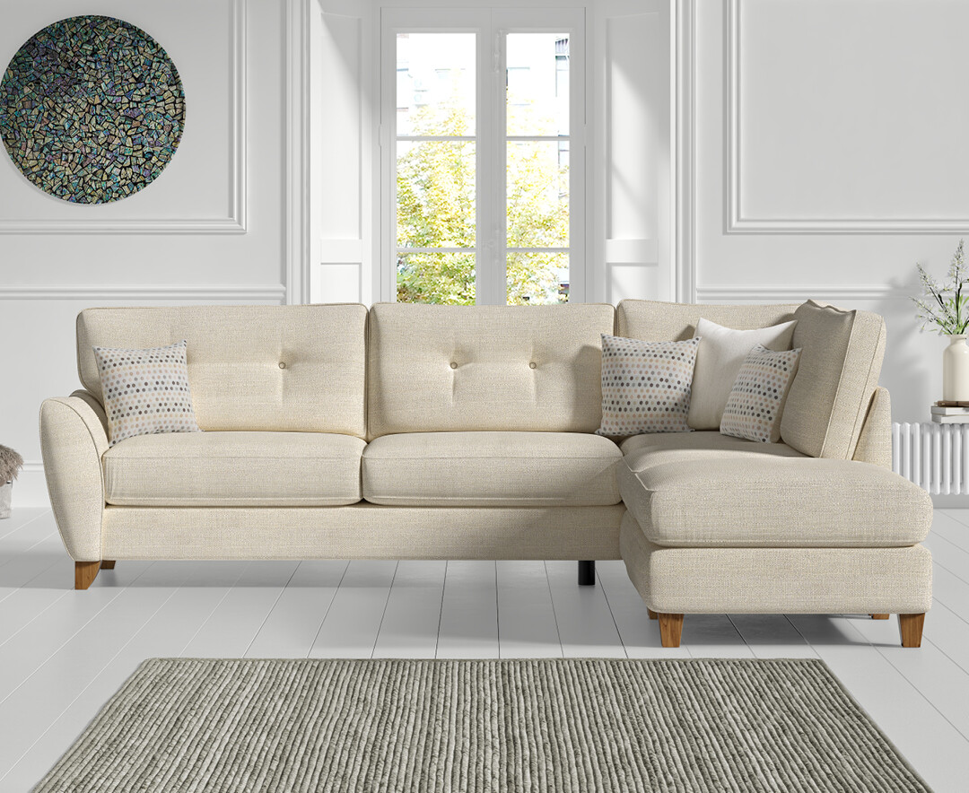 Florin Cream Fabric Right Hand Facing Corner Chaise Sofa