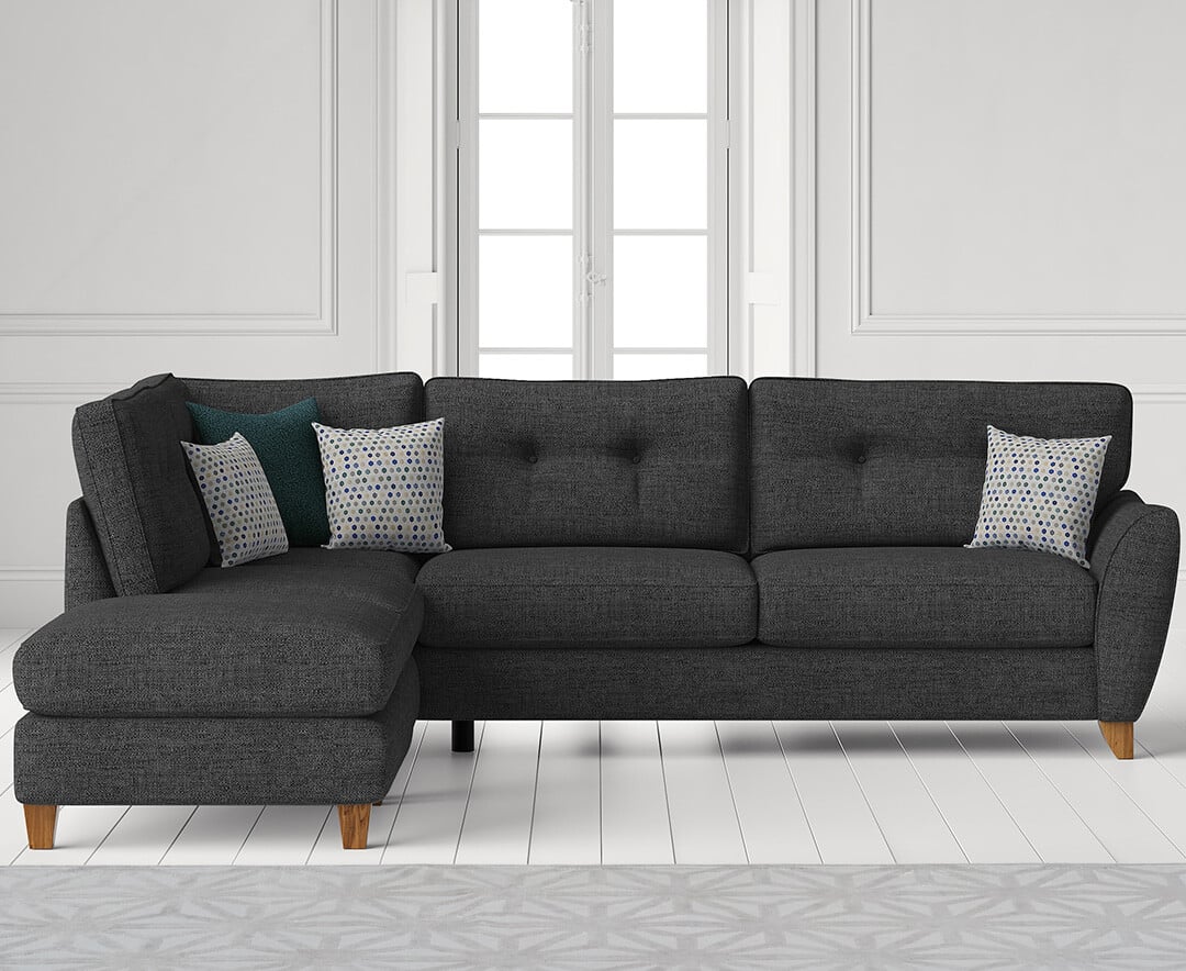 Florin Charcoal Grey Fabric Left Hand Facing Corner Chaise Sofa