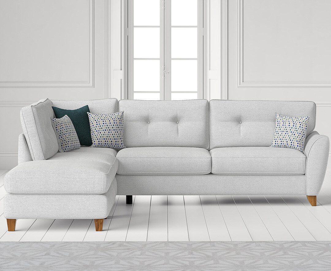 Florin Light Grey Fabric Left Hand Facing Corner Chaise Sofa