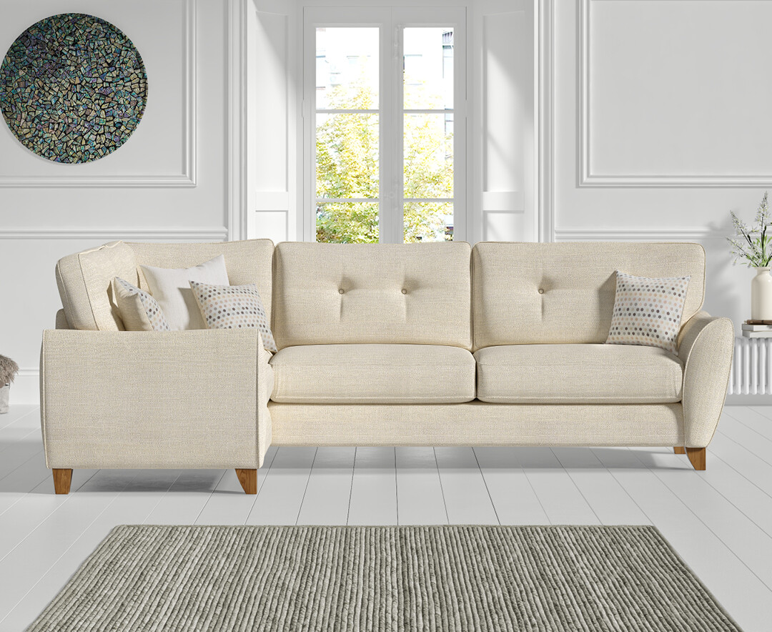 Click to view product details and reviews for Florin Cream Fabric Left Hand Facing Corner Sofa. Click to view product details and reviews for Florin Cream Fabric Left Hand Facing Corner Sofa.