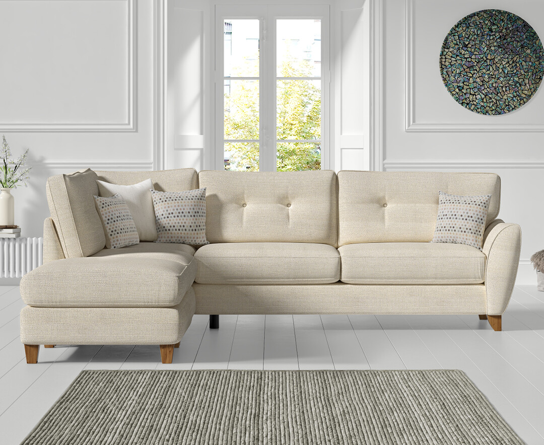 Florin Cream Fabric Left Hand Facing Corner Chaise Sofa Florin Cream Fabric Left Hand Facing Corner Chaise Sofa