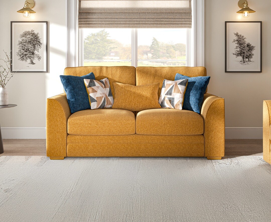 Jasper Ochre Chenille Fabric 2 Seater Sofa