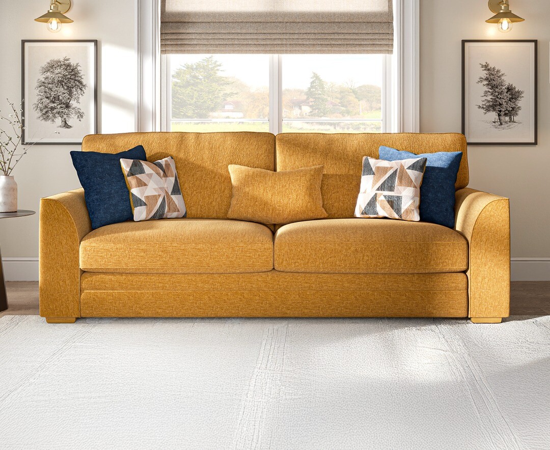 Jasper Ochre Chenille Fabric 4 Seater Sofa