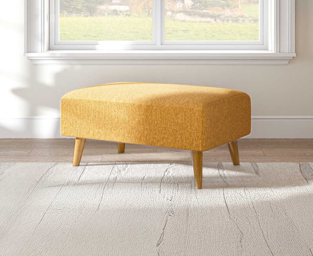Jasper Ochre Chenille Fabric Footstool