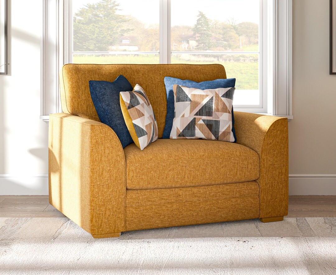 Jasper Ochre Chenille Fabric Love Chair