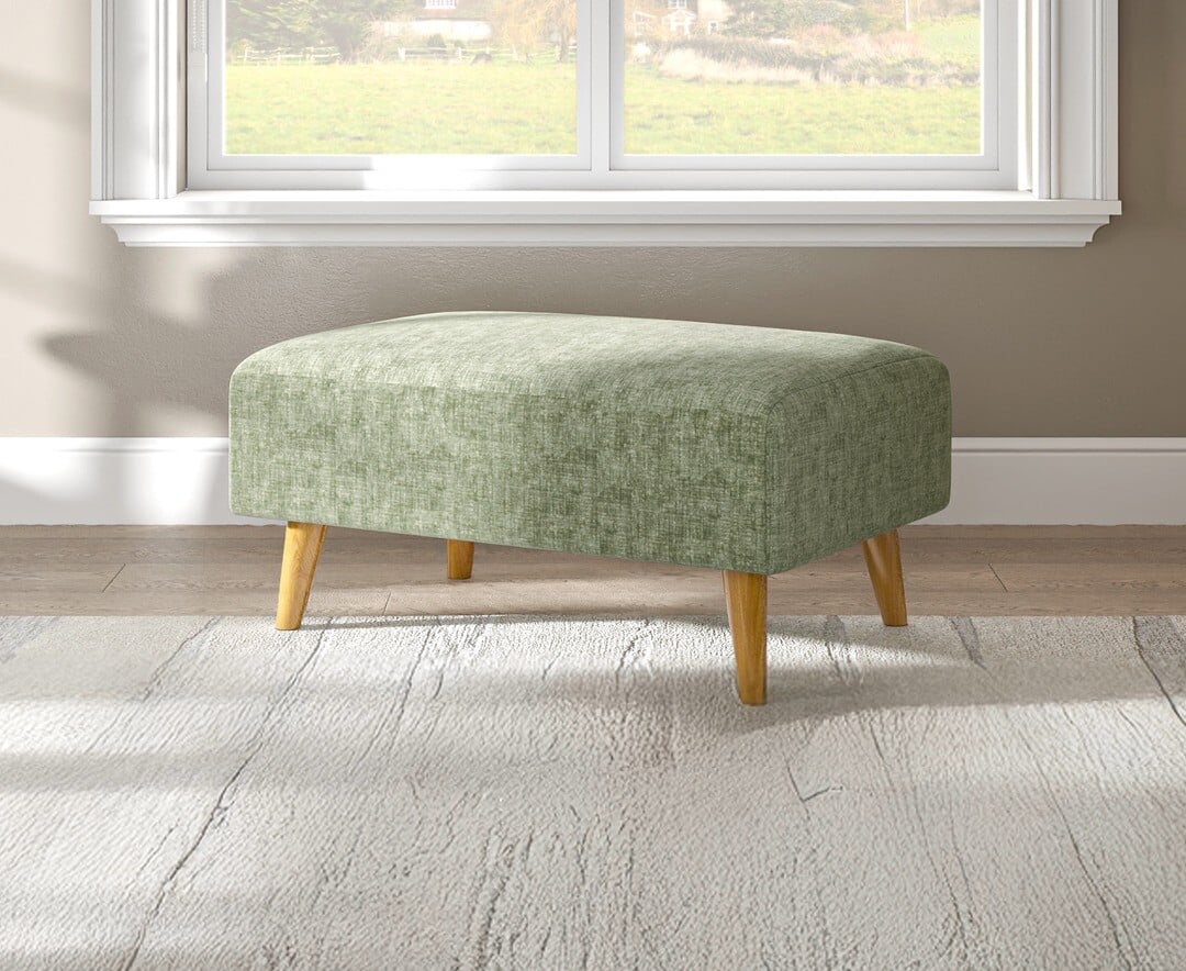 Jasper Hunter Green Chenille Fabric Footstool