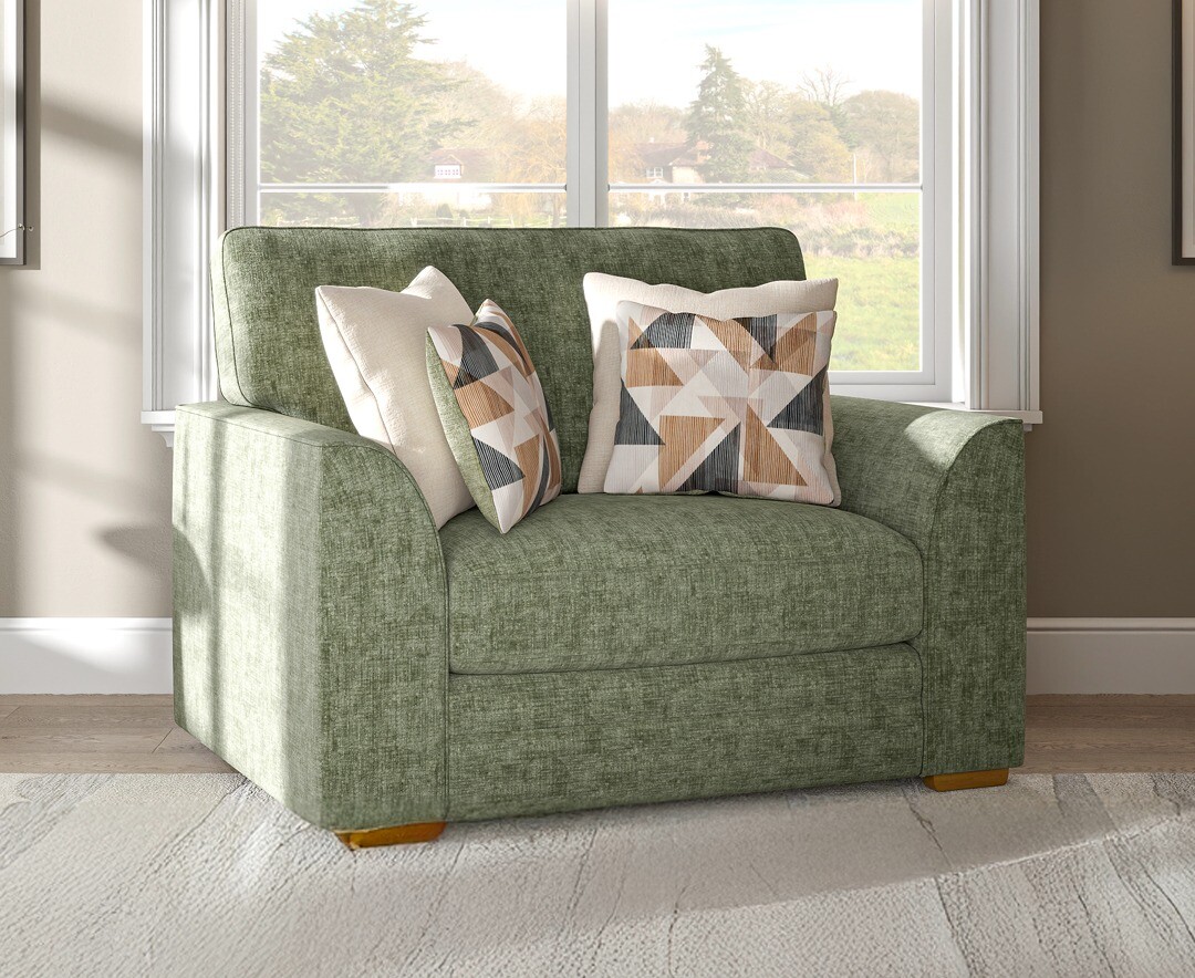 Jasper Hunter Green Chenille Fabric Love Chair