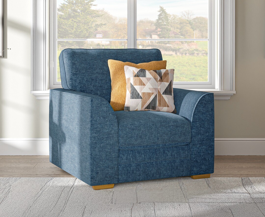 Jasper Indigo Chenille Fabric Armchair