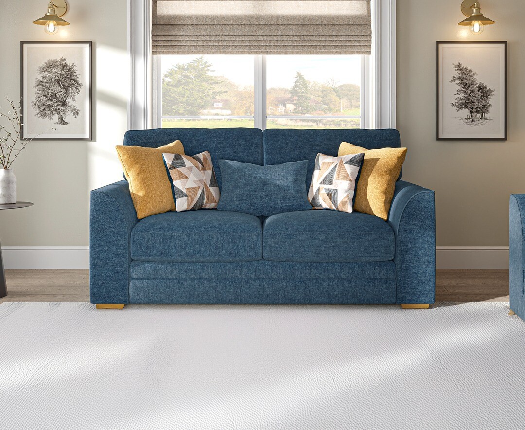 Jasper Indigo Chenille Fabric 2 Seater Sofa