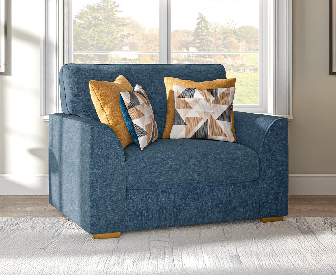 Jasper Indigo Chenille Fabric Love Chair