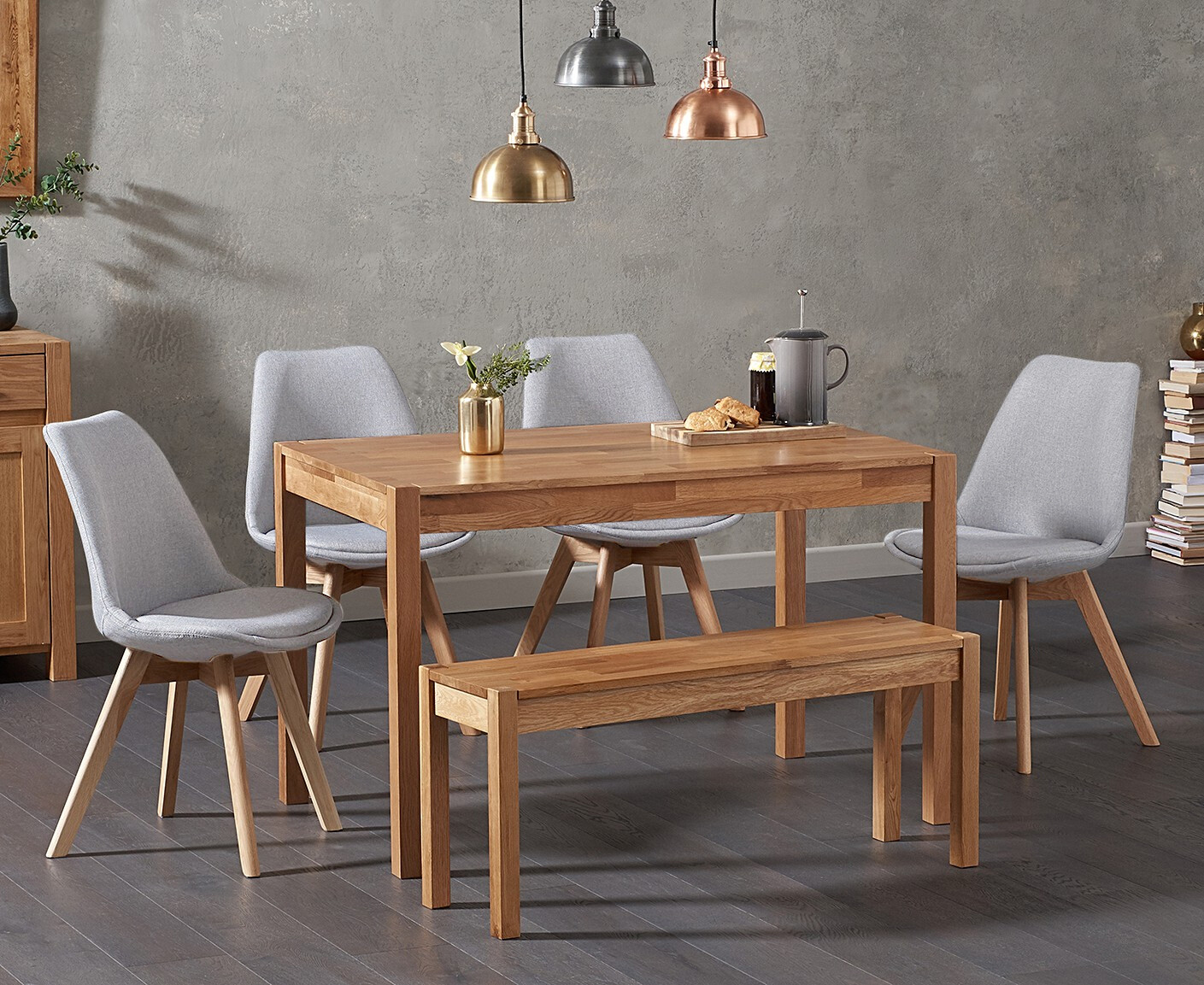 Colby 200cm Oval White Marble Dining Table with 6 Grey Sienna Chairs