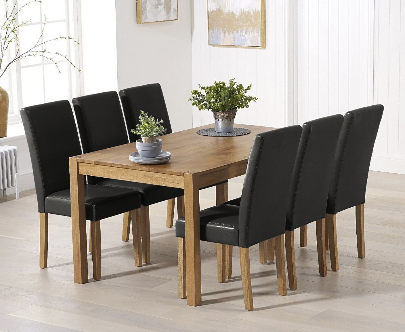 York 150cm Solid Oak Dining Table With 8 Cream Olivia Chairs