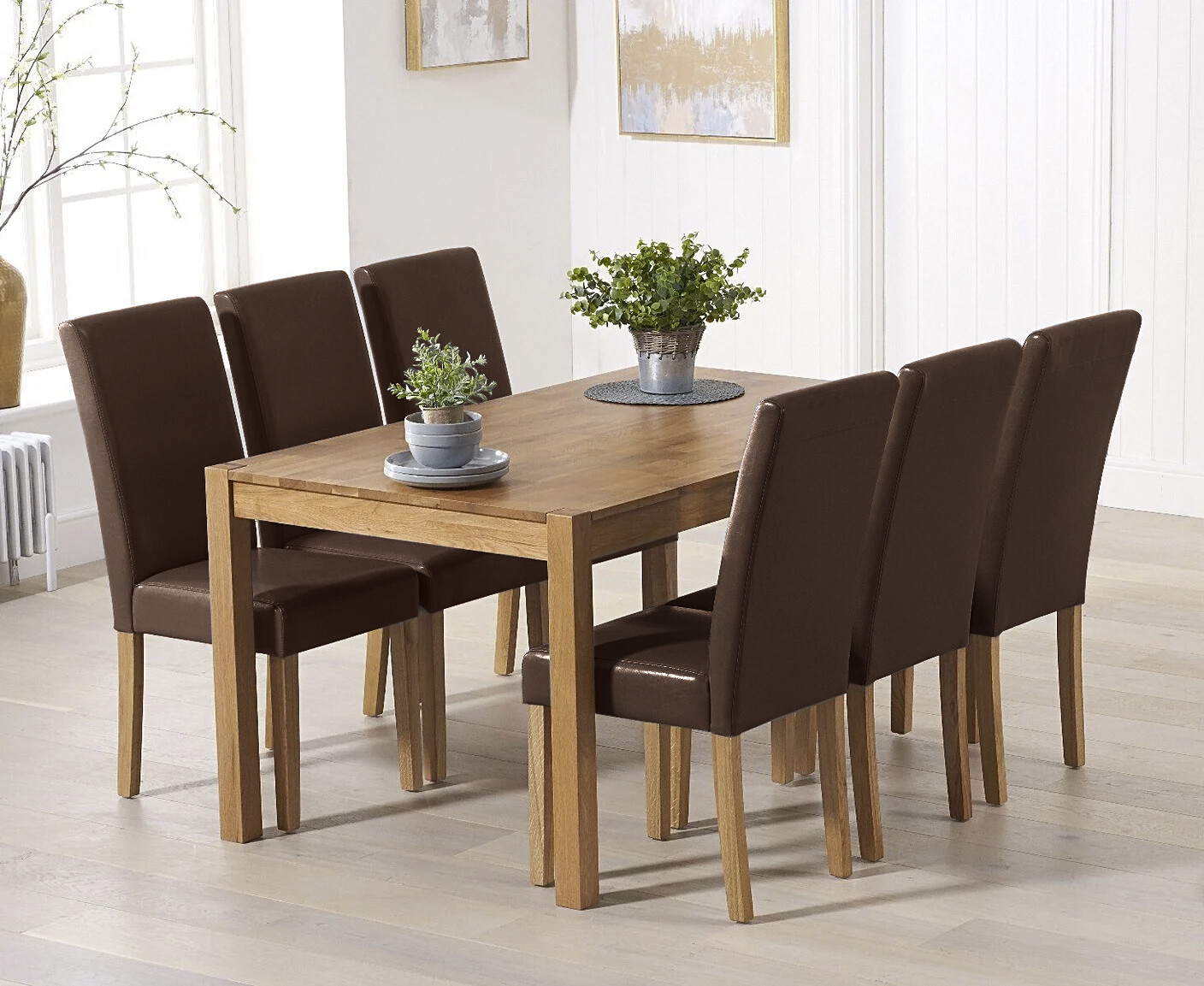 York 150cm Solid Oak Dining Table with 6 Grey Olivia Chairs