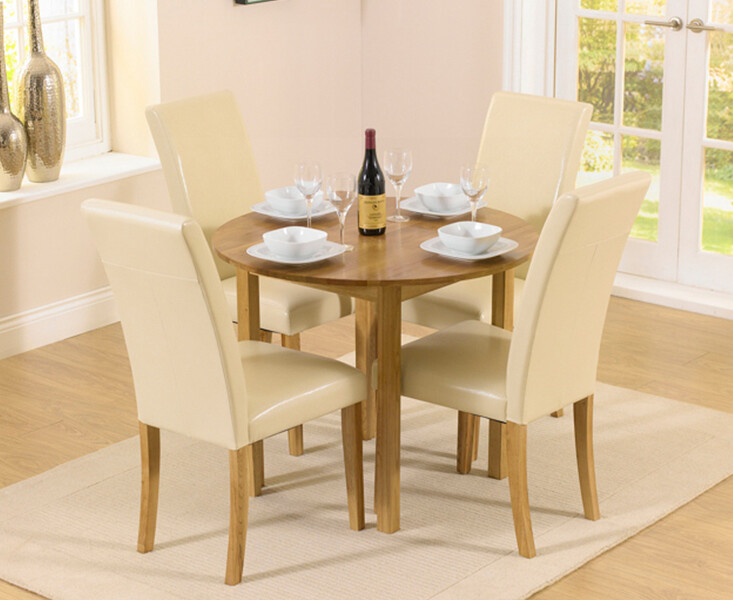 Extending York 70cm Solid Oak Dining Table with 2 Grey Olivia Chairs