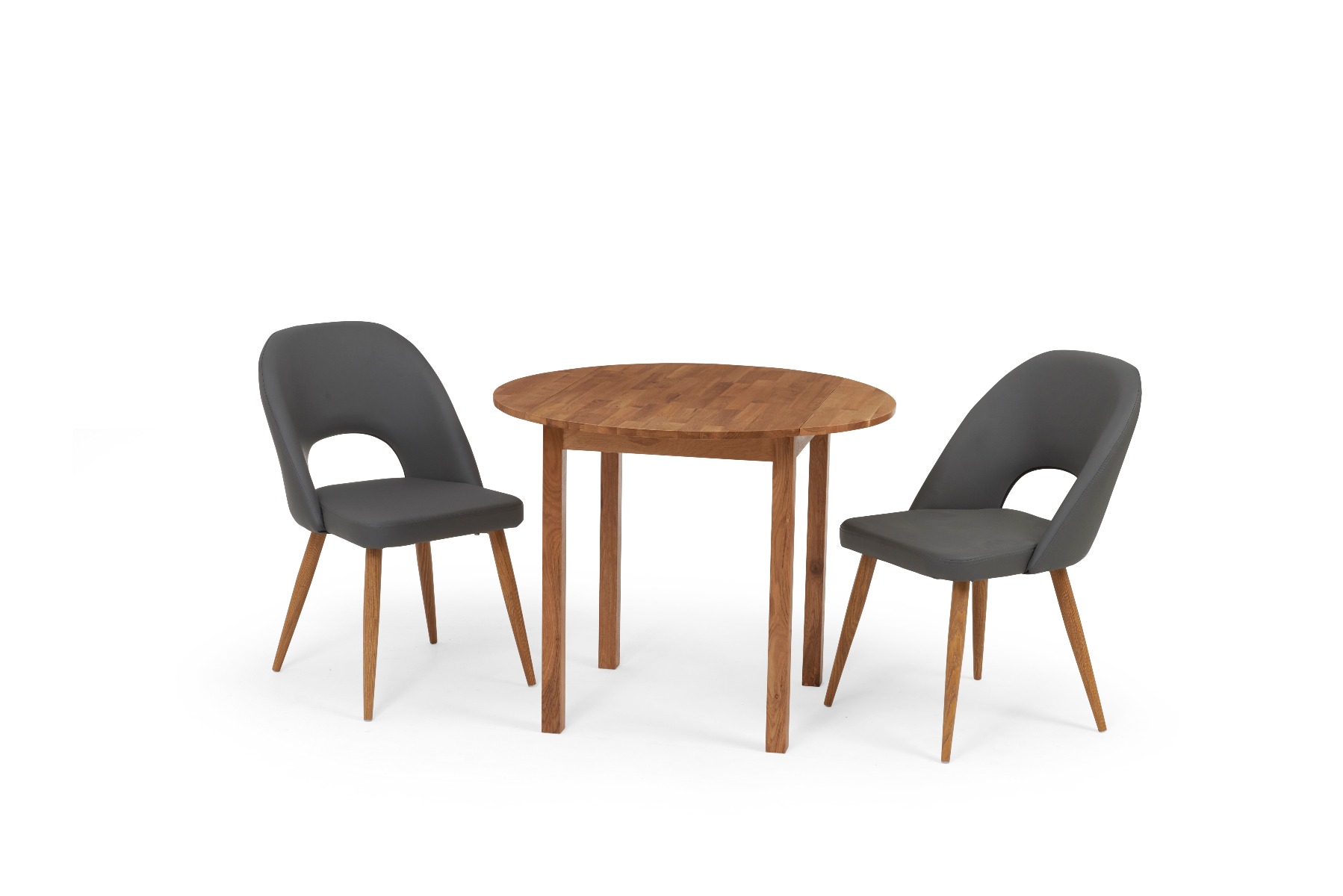 Extending York 90cm Solid Oak Drop Leaf Dining Table with 4 Light Grey Orson Chairs