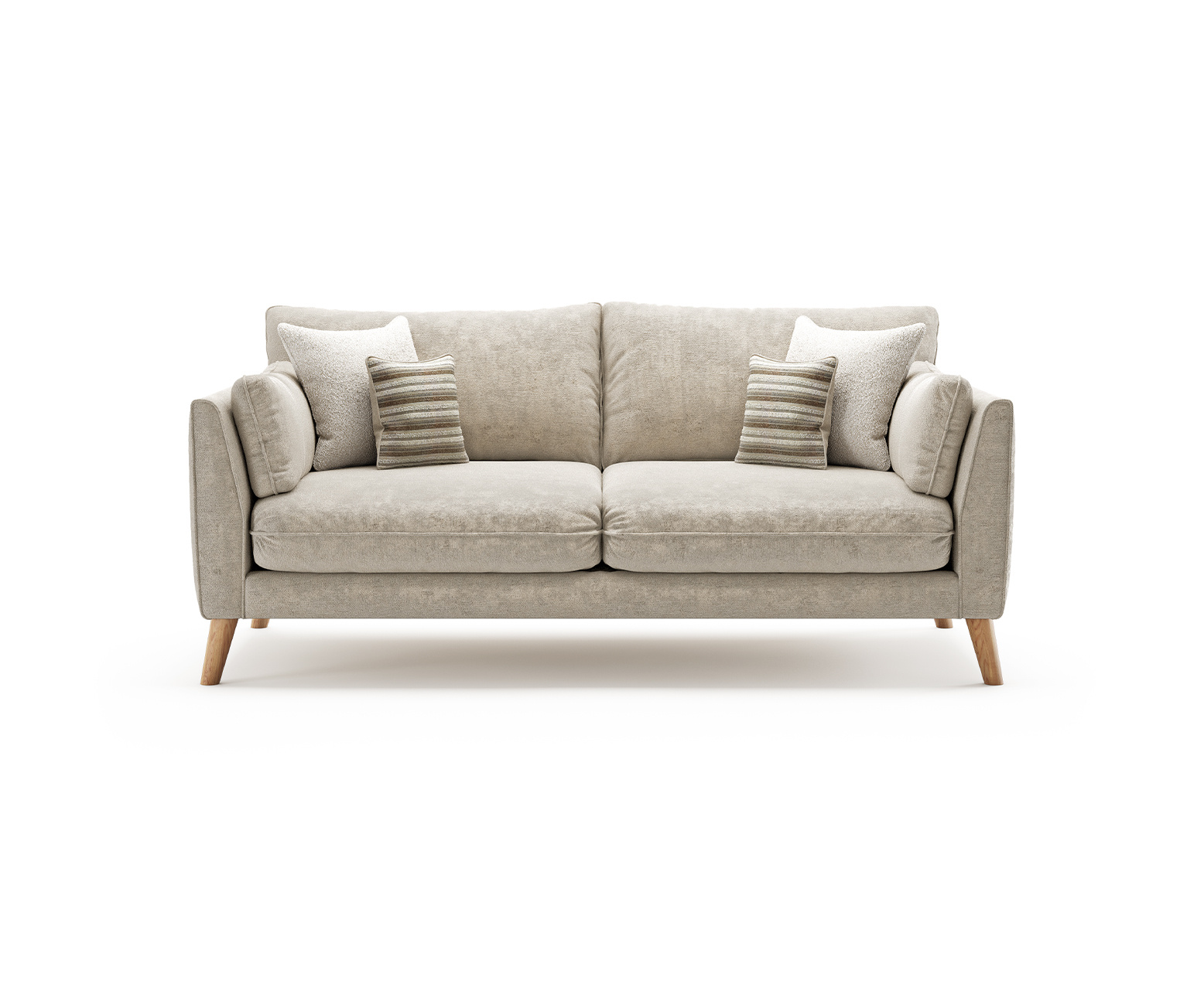 Palermo Cream Chenille Fabric 3 Seater Sofa