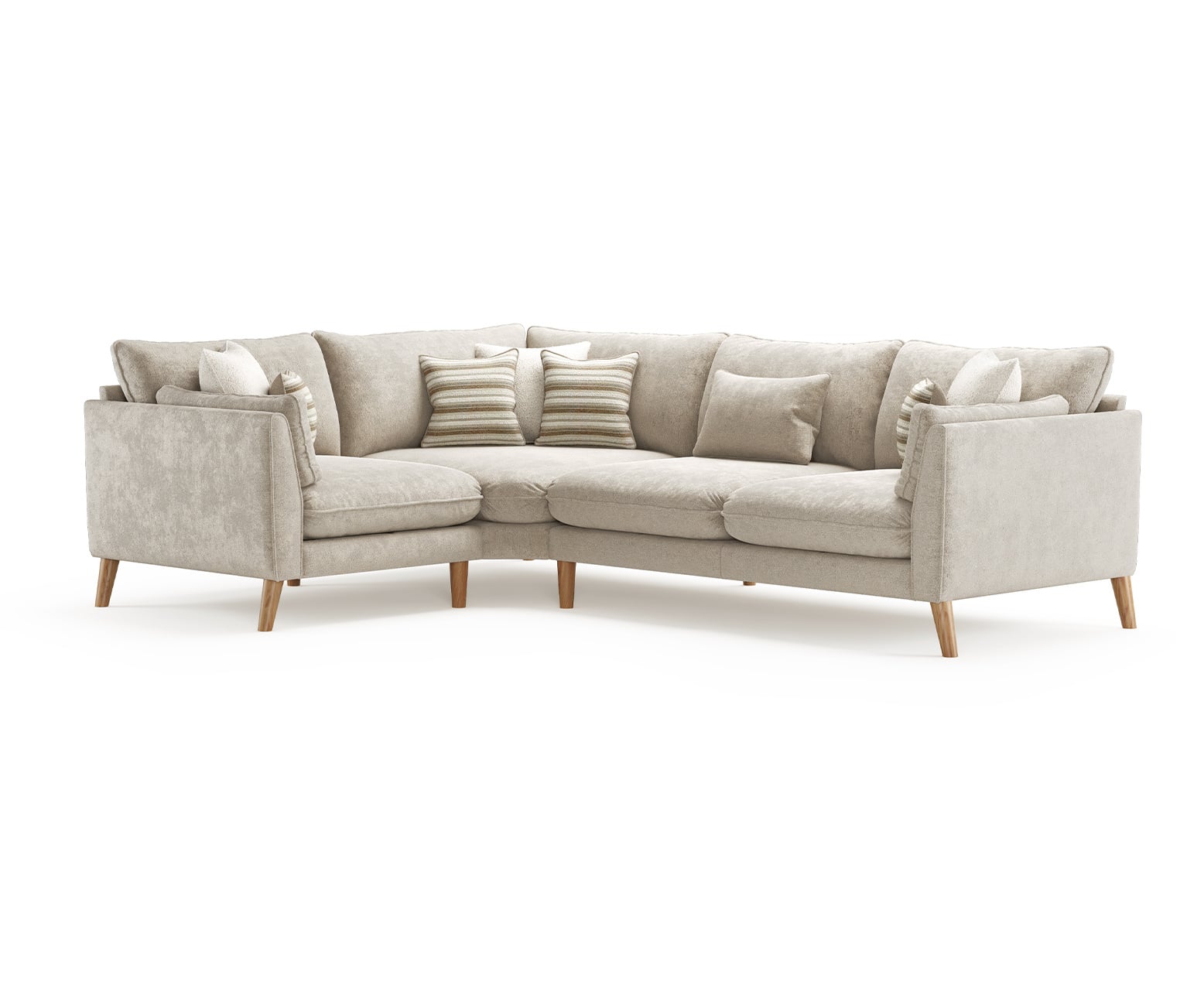 Palermo Cream Chenille Fabric Left Hand Facing Corner Sofa