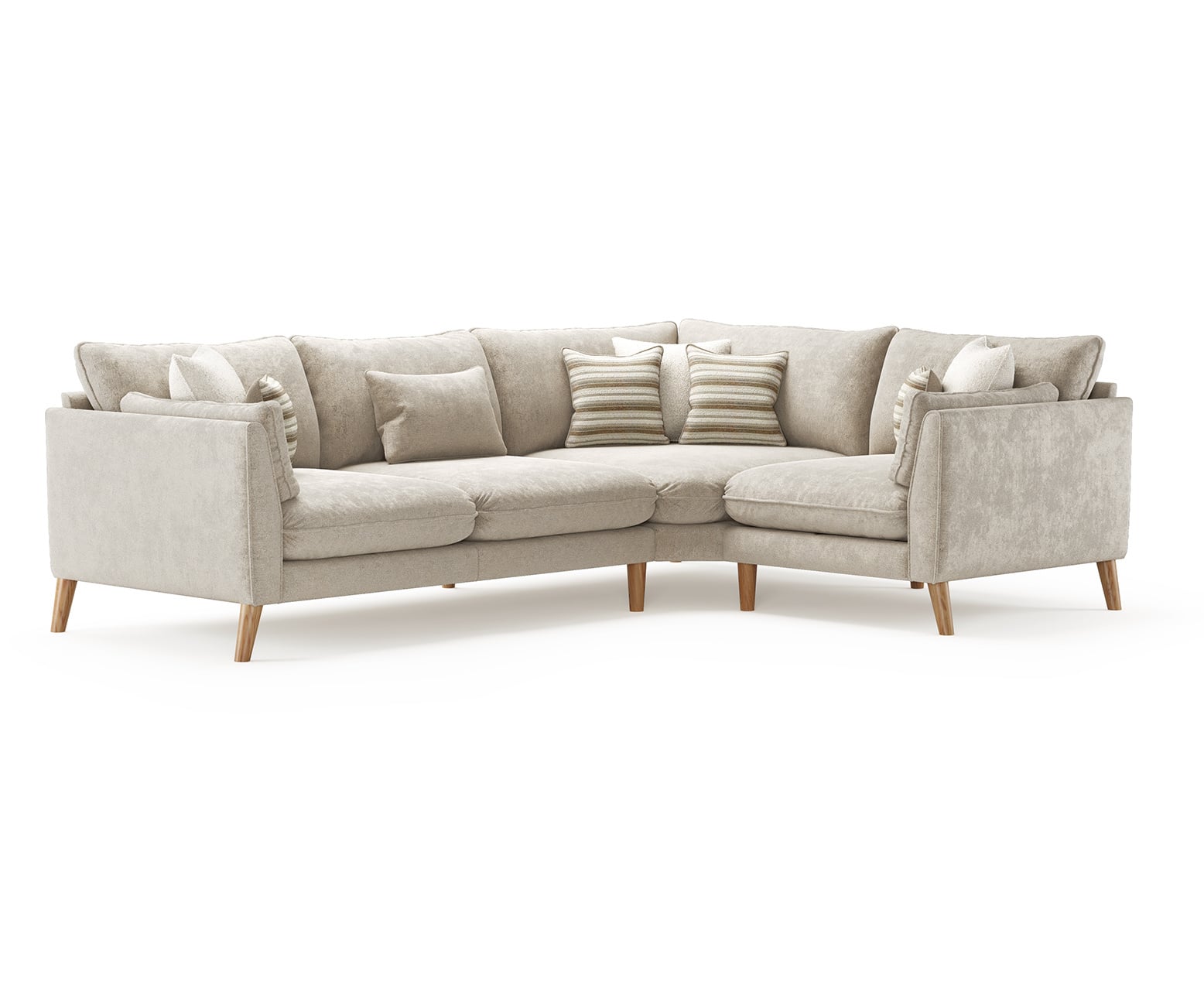 Palermo Cream Chenille Fabric Right Hand Facing Corner Sofa
