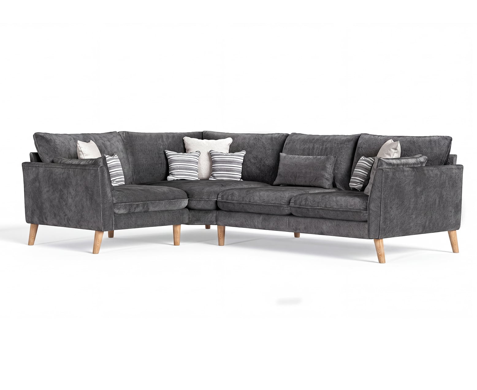 Palermo Graphite Chenille Fabric Left Hand Facing Corner Sofa
