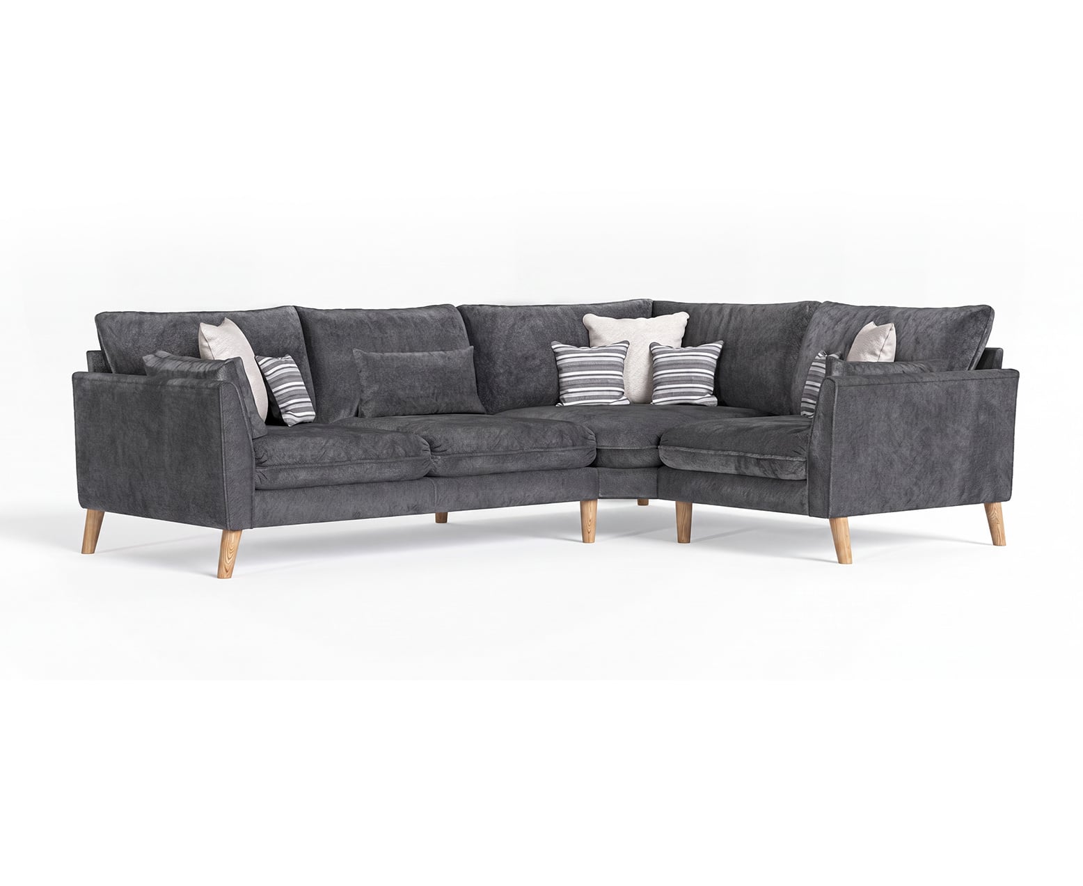 Palermo Graphite Chenille Fabric Right Hand Facing Corner Sofa