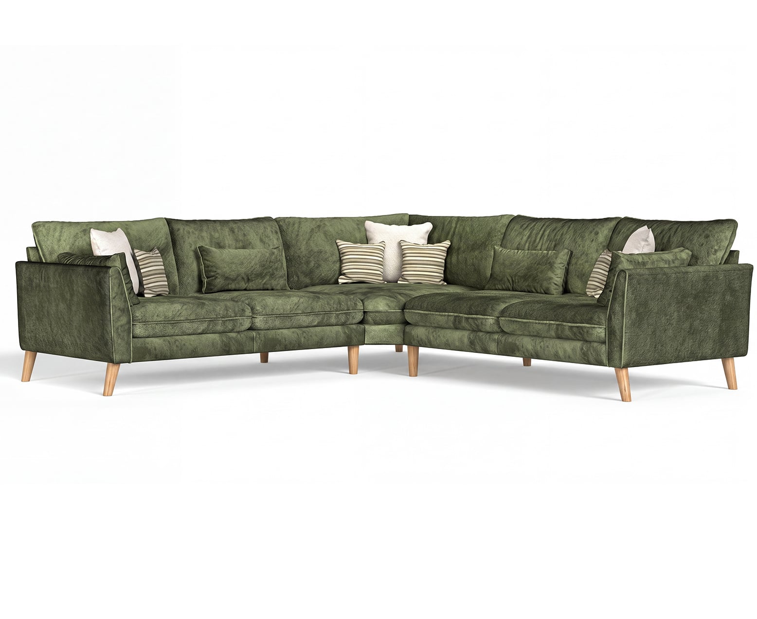 Palermo Olive Green Chenille Fabric Corner Sofa