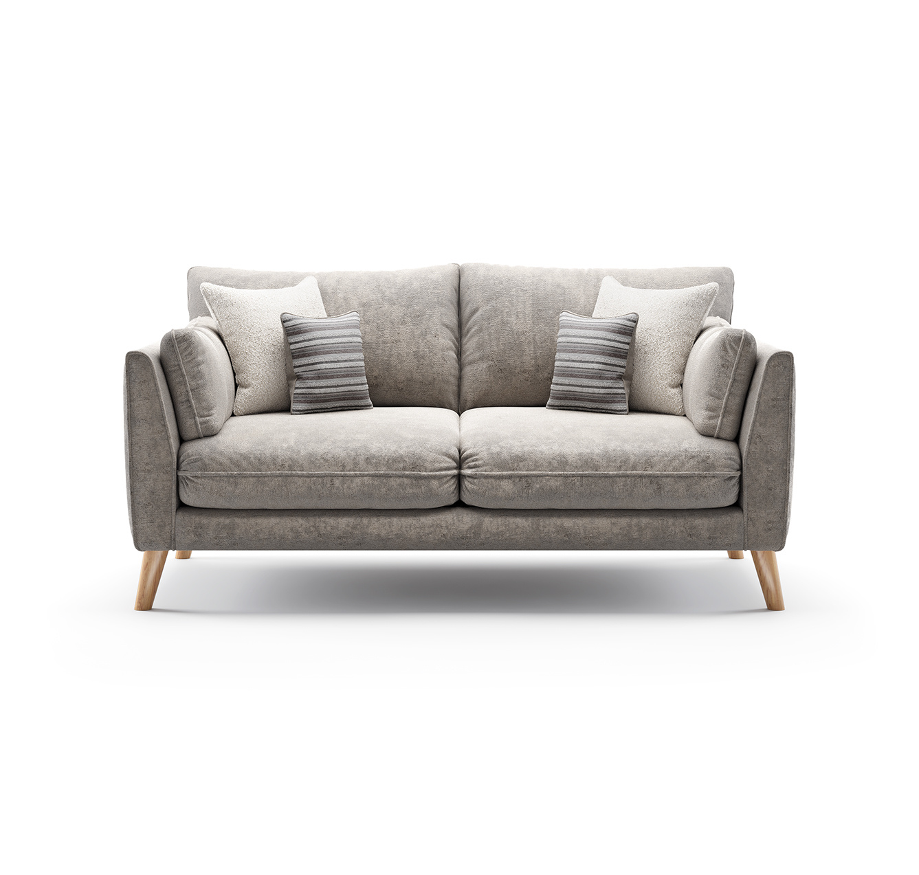 Palermo Silver Chenille Fabric 2 Seater Sofa