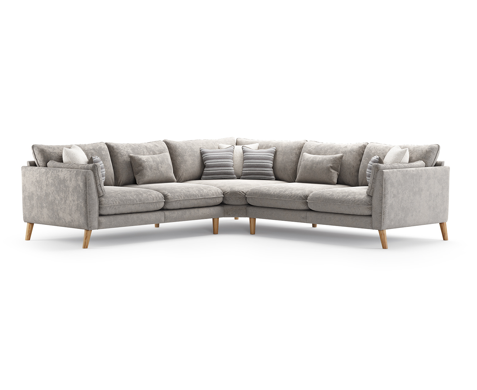 Palermo Silver Chenille Fabric Corner Sofa