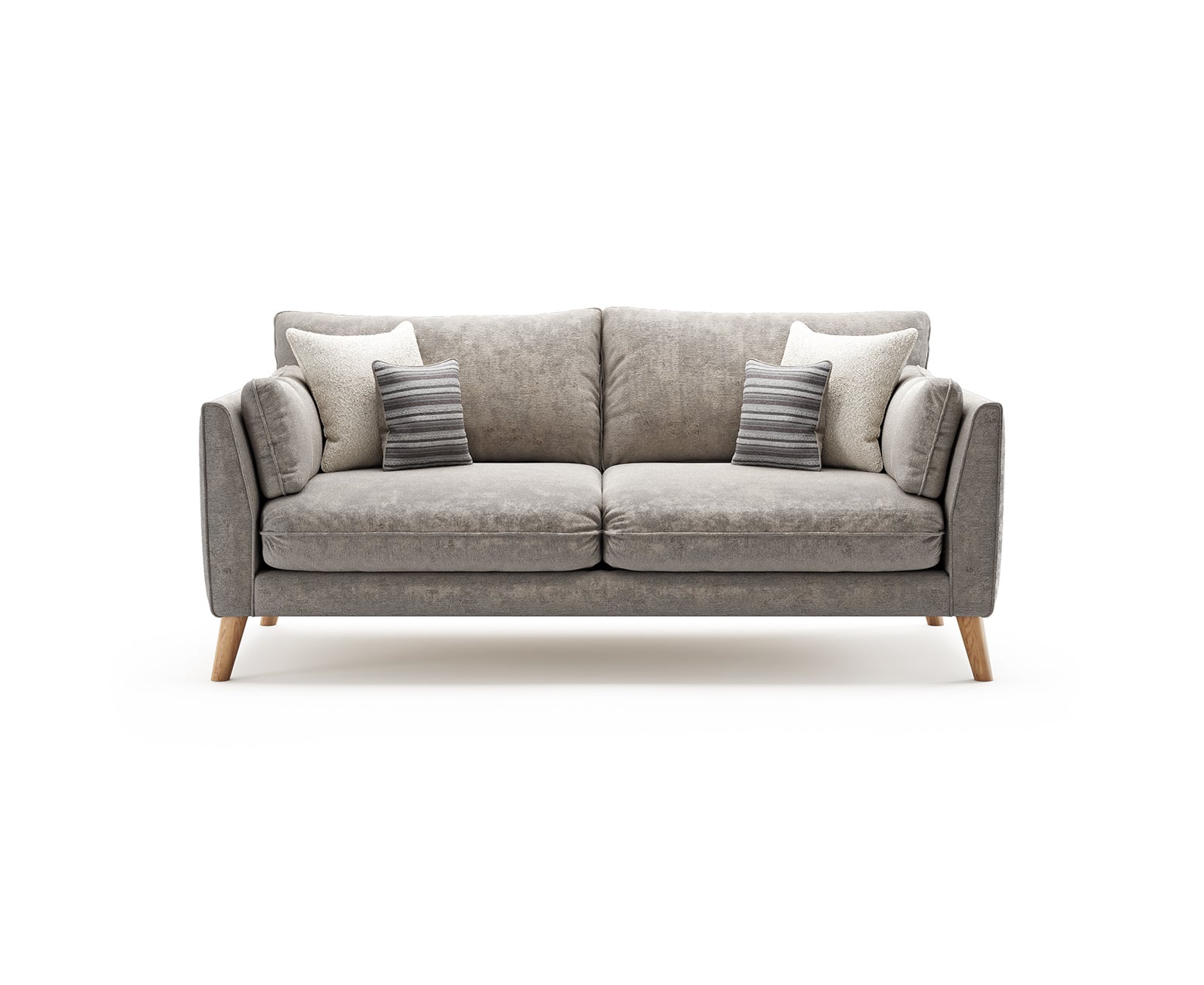 Palermo Silver Chenille Fabric 3 Seater Sofa