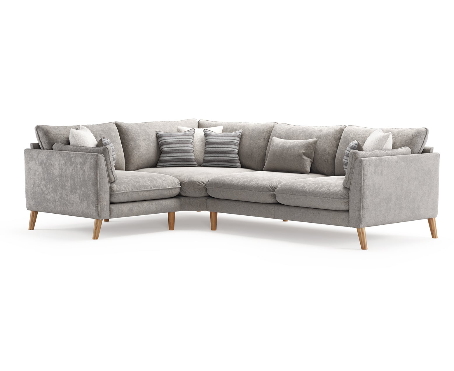Palermo Silver Chenille Fabric Left Hand Facing Corner Sofa