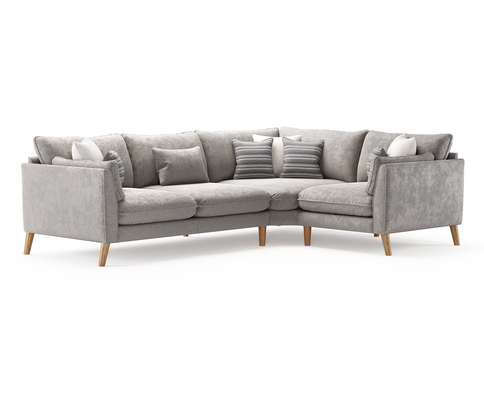 Palermo Silver Chenille Fabric Right Hand Facing Corner Sofa