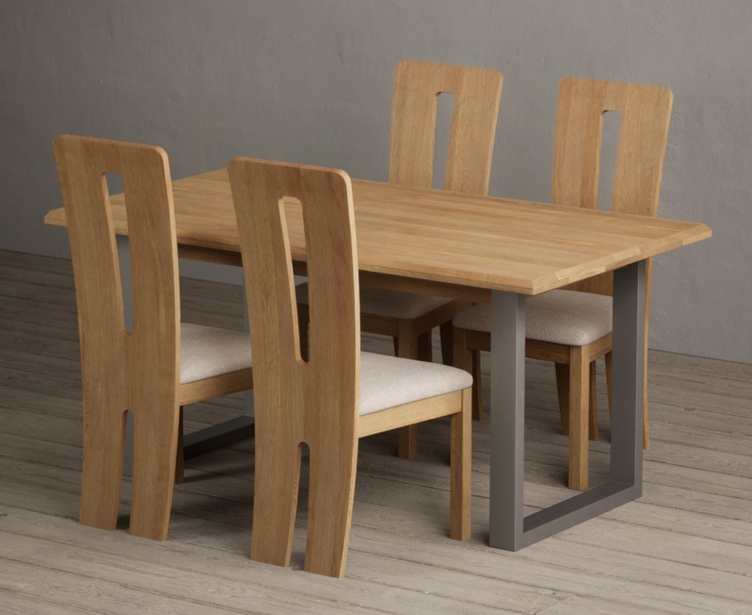 Parker 160cm Solid Oak Dining Table with 4 Brown Lucca Chairs