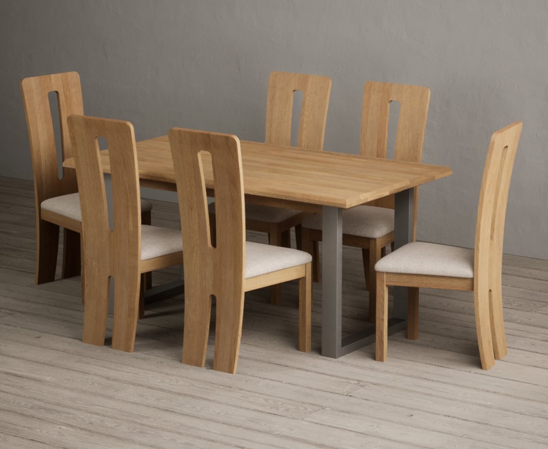 Parker 160cm Solid Oak Dining Table with 4 Brown Lucca Chairs
