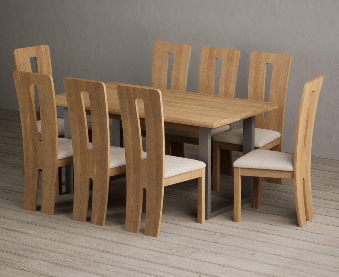 Parker 160cm Solid Oak Dining Table with 4 Brown Lucca Chairs