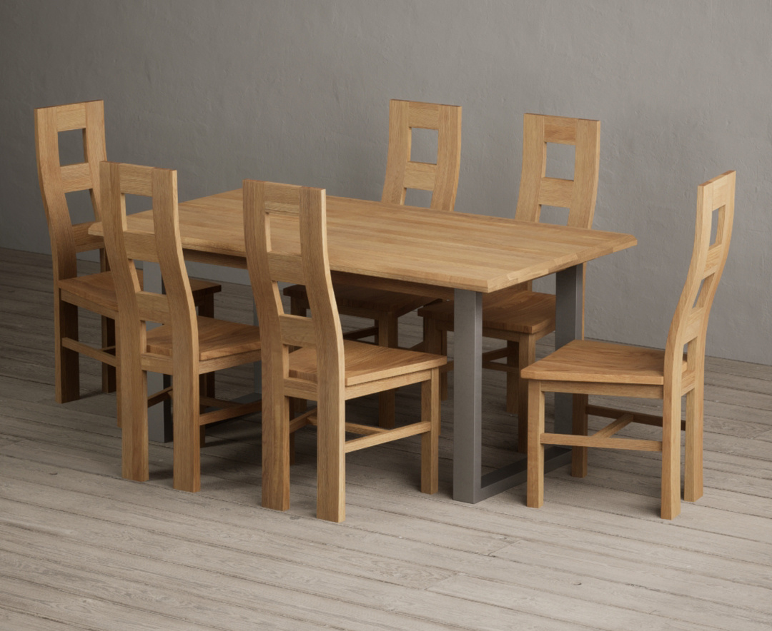 Parker 160cm Solid Oak Dining Table with 6 Oak Natural Chairs