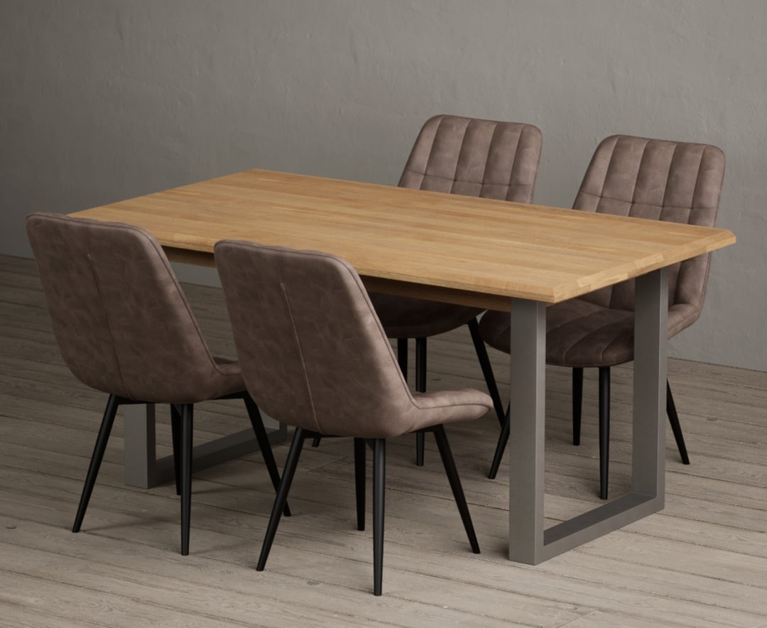 Parker 160cm Solid Oak Dining Table with 6 Brown Larson Chairs
